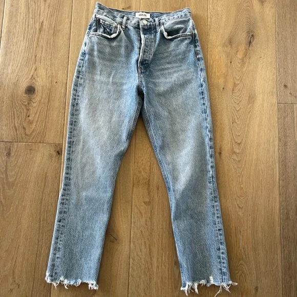 AGOLDE 90’s Crop JeanRaw Frayed Hems 100% Cotton Rigid High Rise 26